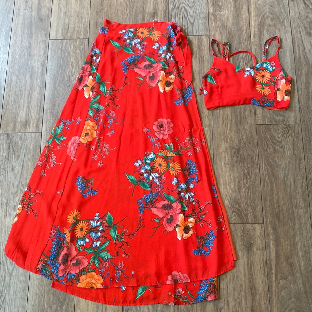 Lulu’s Red Two Piece Maxi Dress